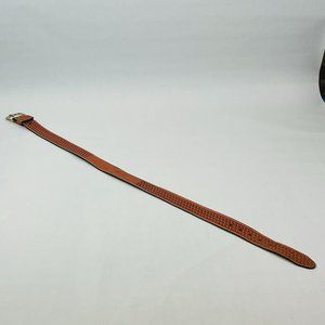 Vintage TEXTAN Genuine Cowhide Leather Womans size 39" Brown Tooled Western Belt